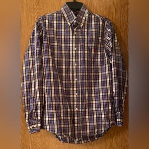 Men's Plaid Button-Down Shirt - Blue and Brown